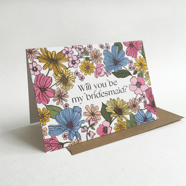 Bridesmaid Card standing up with envelope