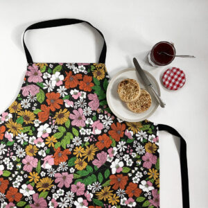 Retro floral apron organic cotton funky