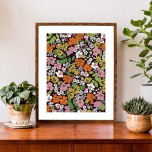 Retro Florals Wall Print A4, A3 & A2
