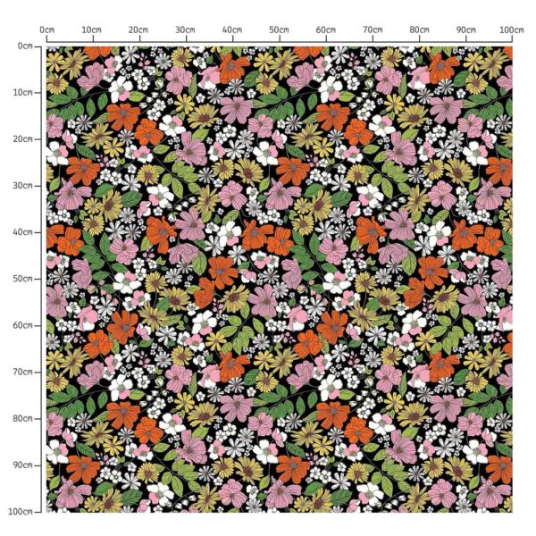 Retro floral print fabric scale