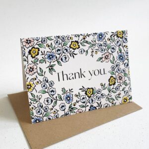 Blue ditsy floral Thank you card